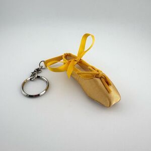 Satin Ballerina Shoe Keychain in Mustard Yellow NWOT